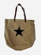 Vintage Leder Stern Tasche Beige