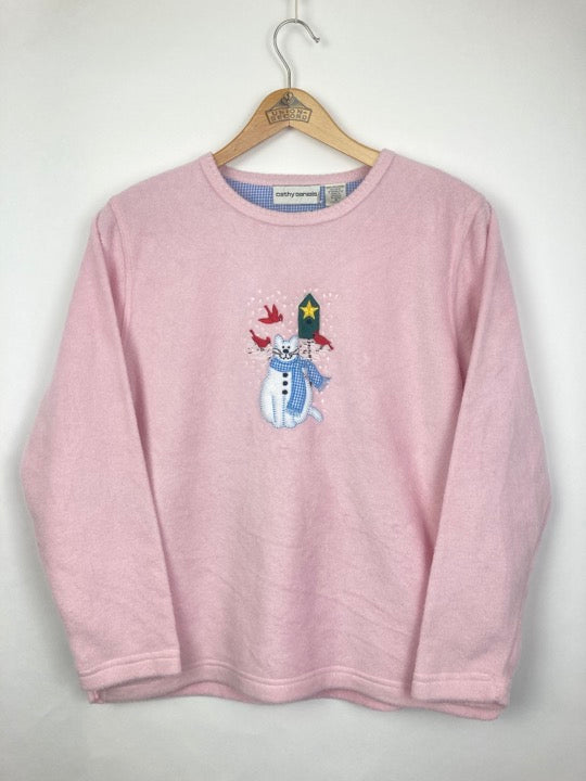 „Schneekatze“ Fleece Sweater (S)